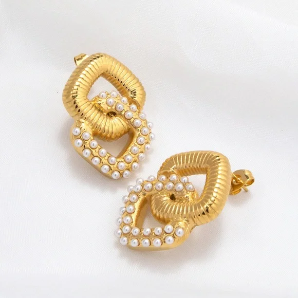 💎24K Gold Vintage Earrings*90’s*80’s*Vintage Jewelry*Waterproof Jewelry - Picture 2 of 4